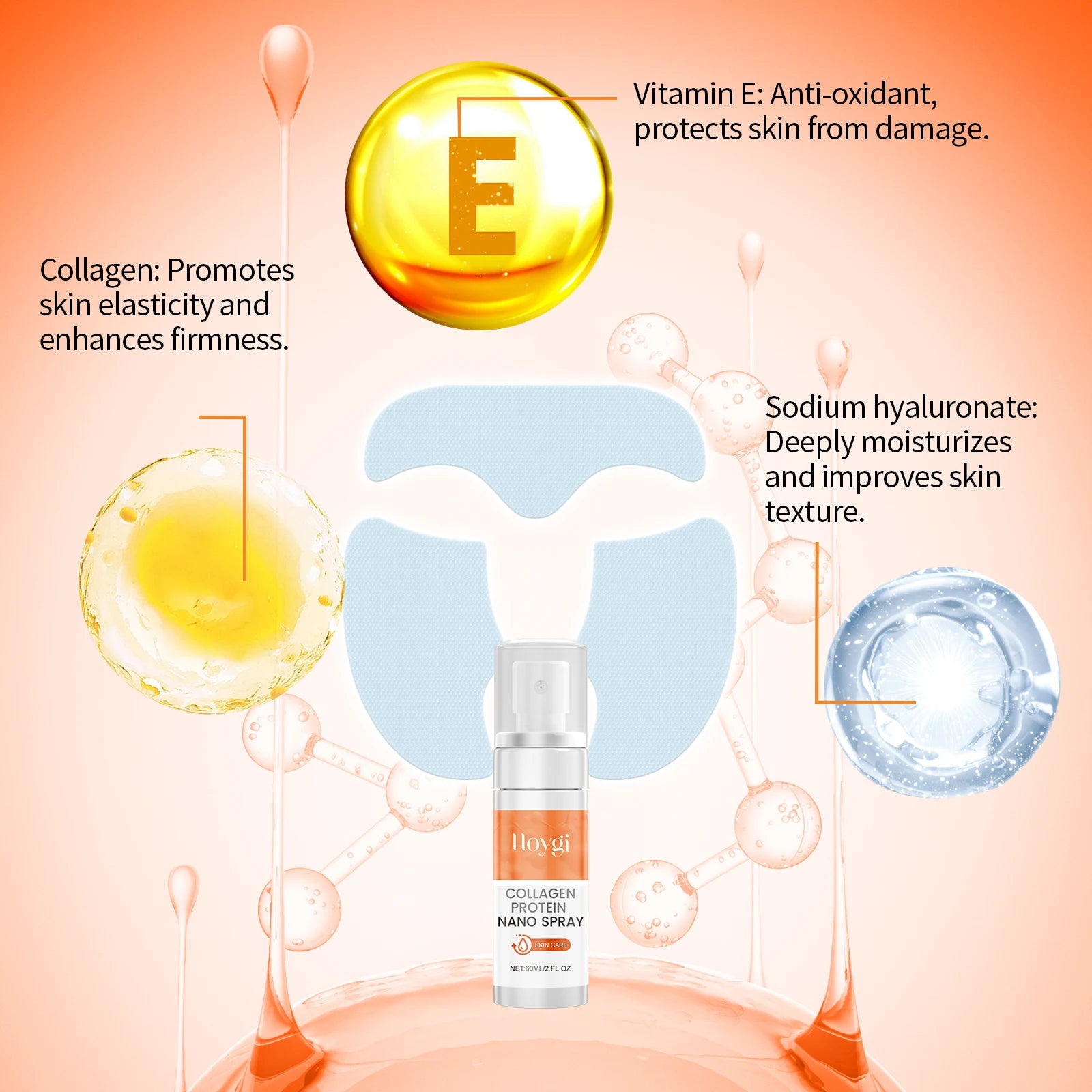 Nano Soluble Collagen Face Mask Serum Spray Set Wrinkle Repair Face Filler Increase Skin Elasticity Brightening Skin Care Set Qme