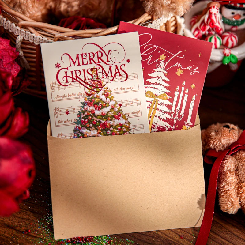 Christmas Greeting Card Single Sheet Holiday Greeting Card for Xmas Gift Wrapping Party Decoration Festive Celebration Qme