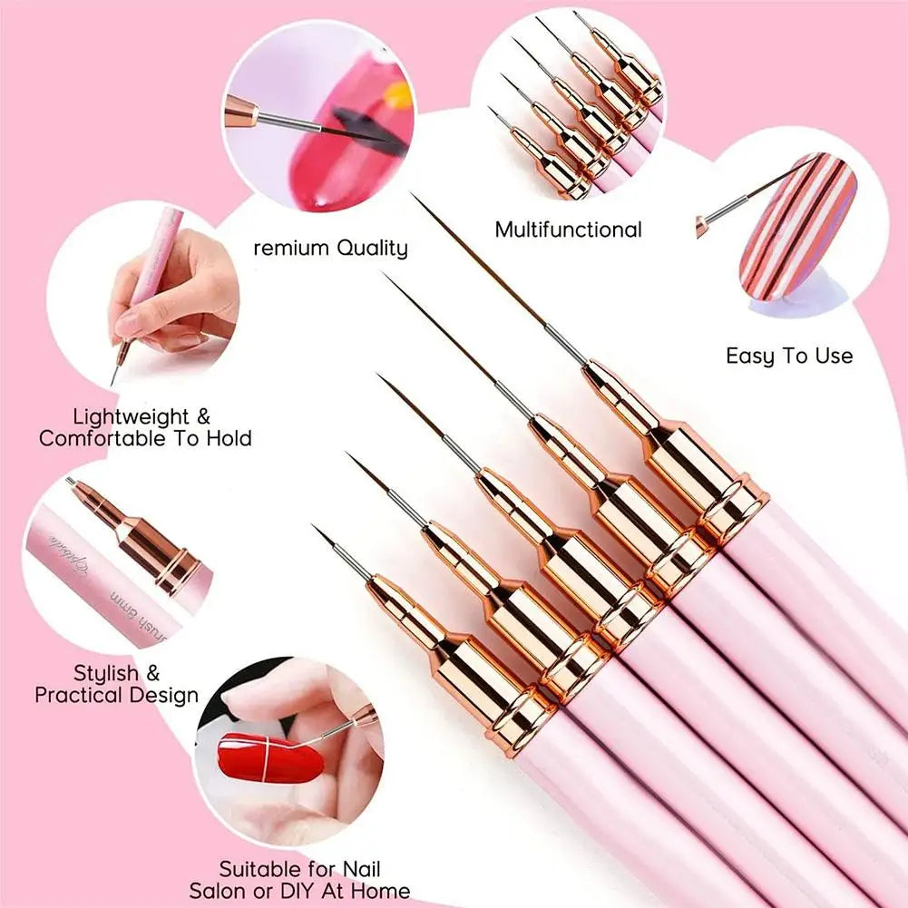 Nail Art Liner Brush UV Gel French Polish Long Lines Painting Drawing Qme