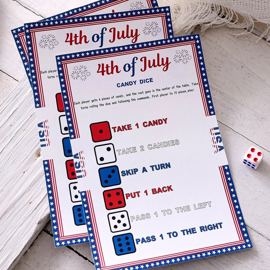 5–50Pcs Independence Day Star-Bordered Dice-Themed Game Cards—Creative Independence Day Gifts, Board Games, and Party Supplies Qme