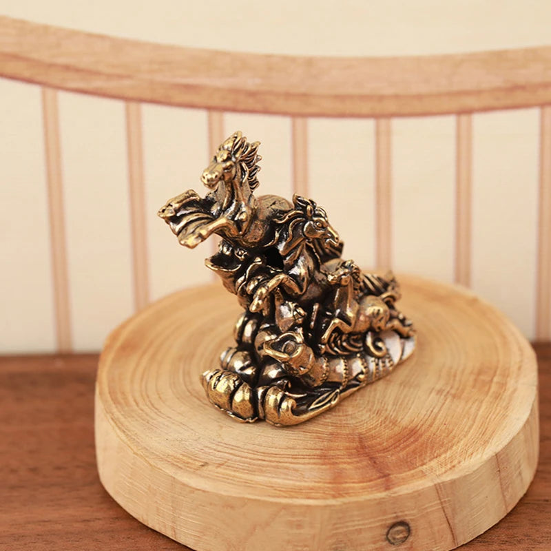 Horse Statue One Bronze Desktop Ornament Living Room Coffee Table Qme
