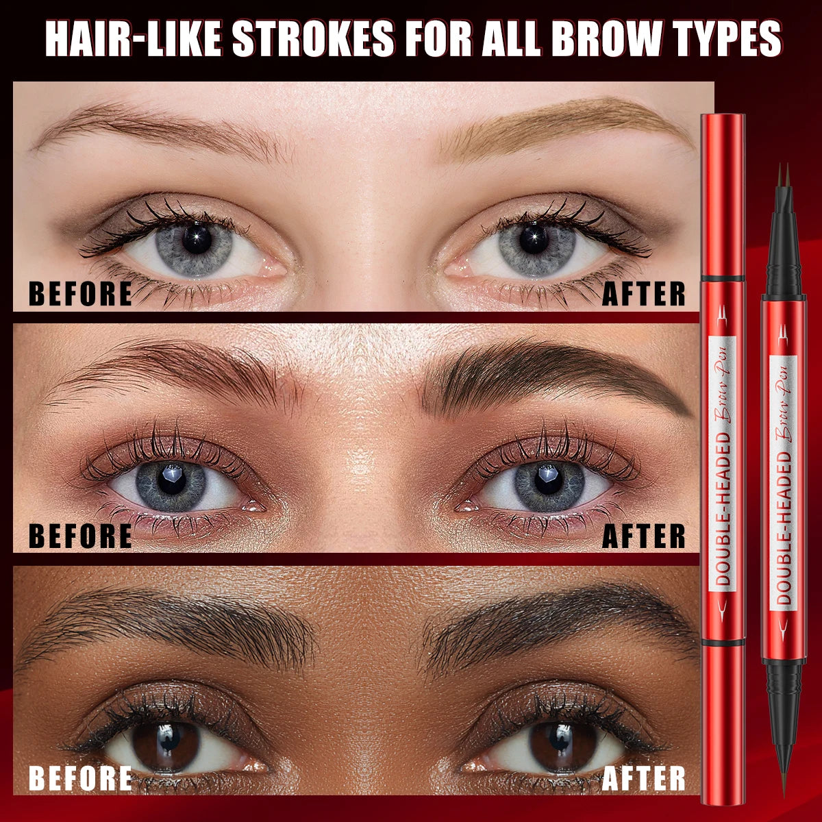 Waterproof Eyebrow Pen, Microblading Eyebrow Pencil With 2 Split Head, Natural Looking Brows Makeup ( 5 Colors ) Qme