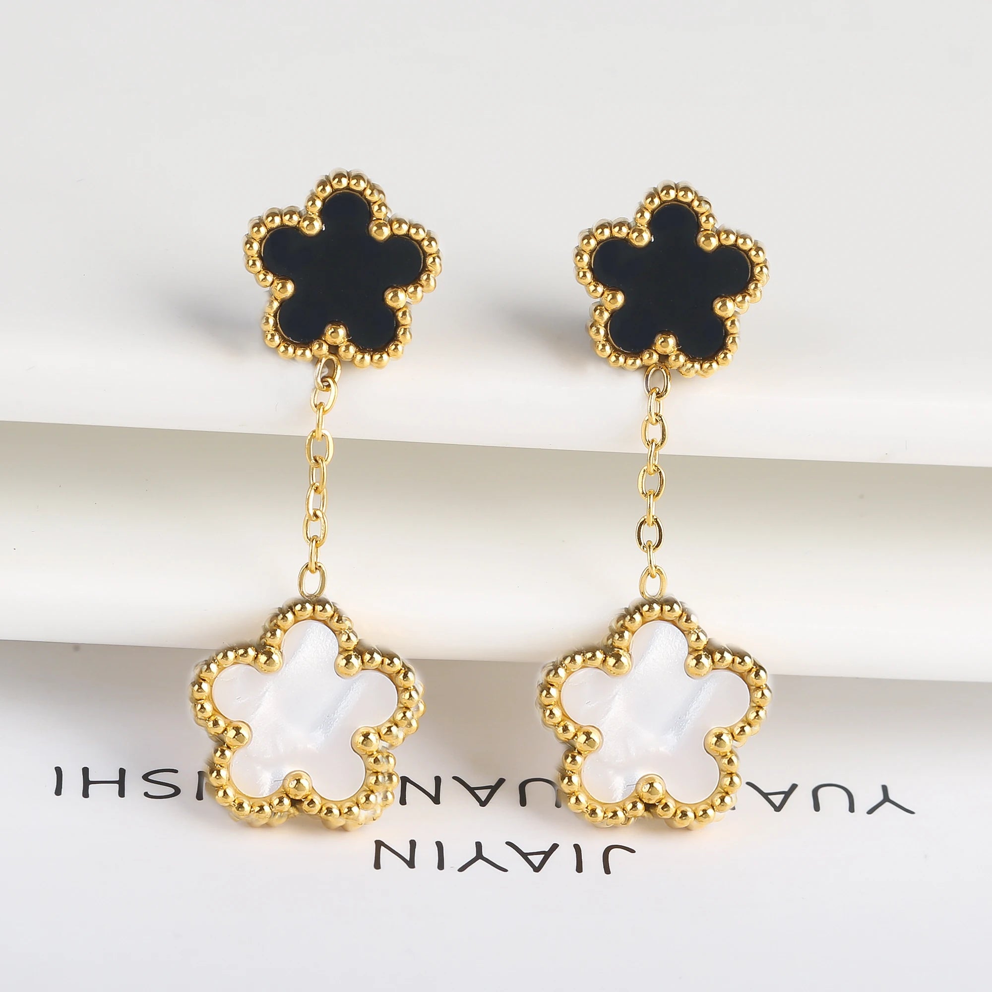High Quality Stainless Steel Five-Leaf Flower Plant Earrings Classic Luxury For Woman Party Wedding Jewelry Hot Sale Clover Qme Earrings 13