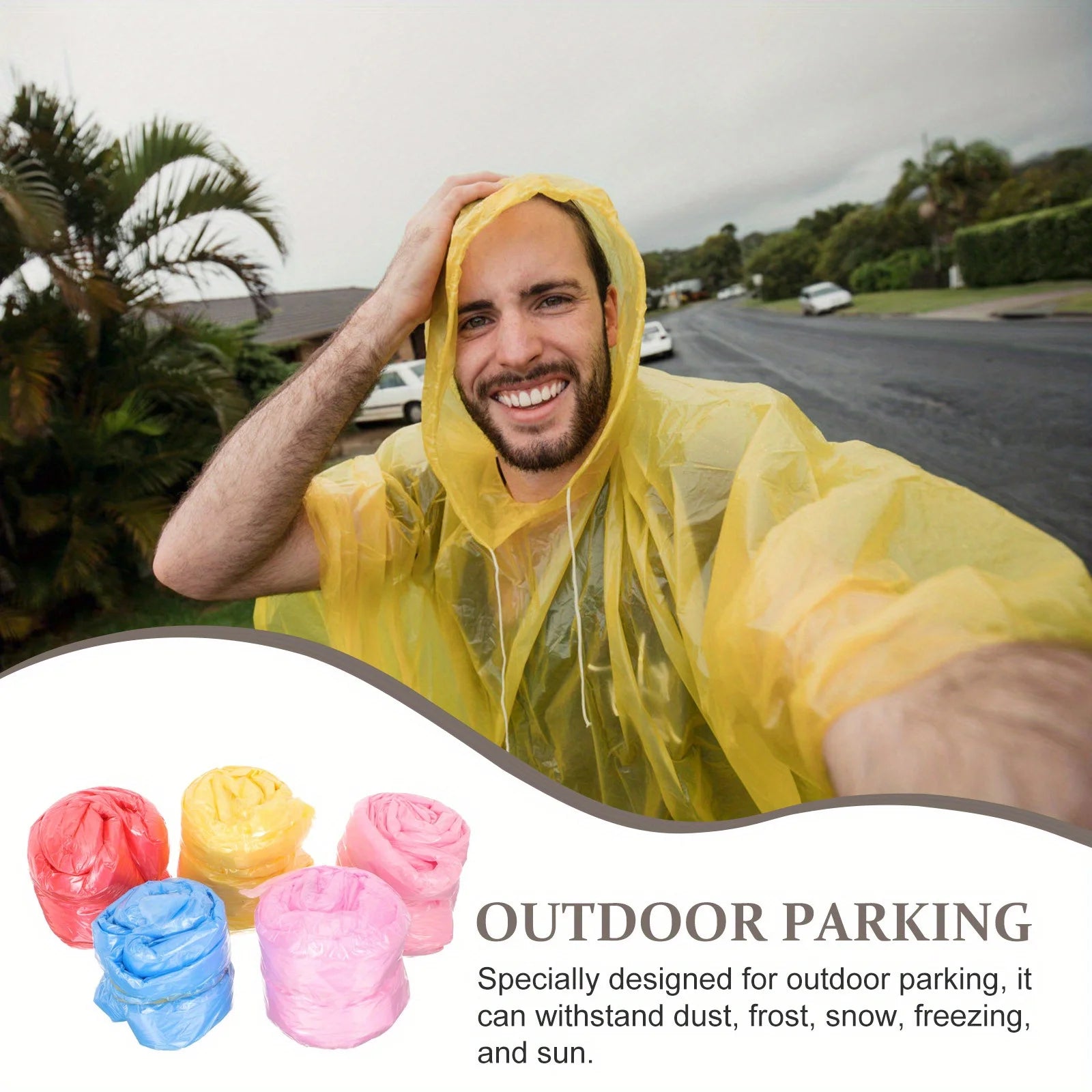 A portable raincoat of random color, with a foldable design, lightweight and practical, suitable for outdoor sports, camping Qme