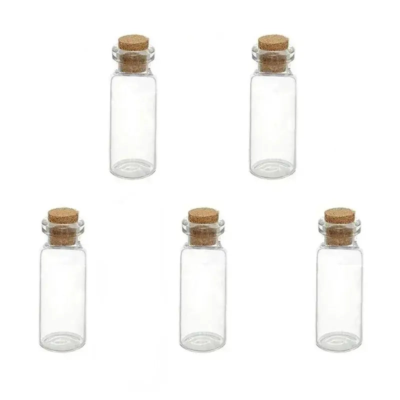 5/10Pc Creative Design Mini Clear Crystal Jars Lovely Cork Stoppers Glass Bottles Suitable Candles Essential Oils Decor DIYCraft Qme 5Pcs