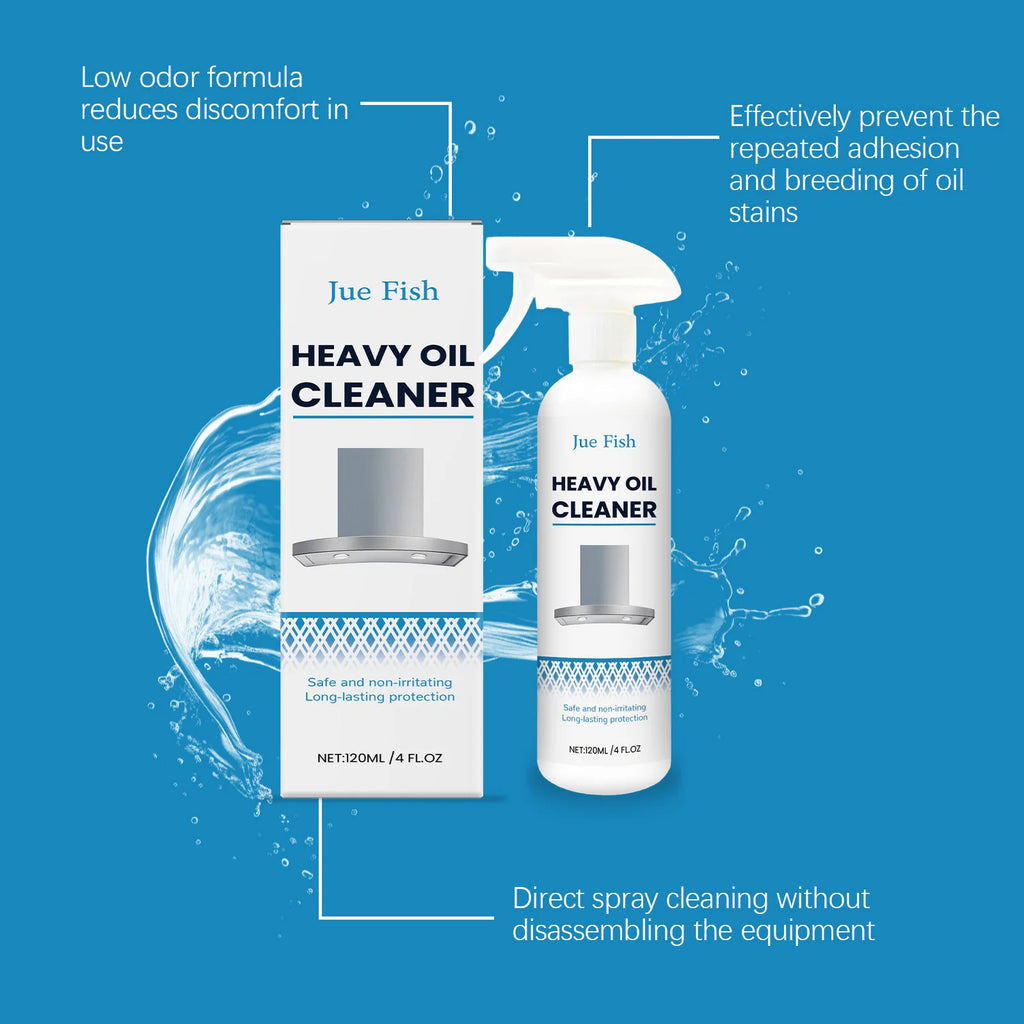 Jue Fish 120ml Multipurpose Heavy Oil Foam Cleaner - For Clothes, Kitchen Range Hood, Removes Stubborn Grease/Oil, Fast-Acting Qme