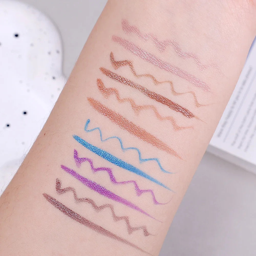 6 Colors Thin Pearlescent Eyeliner Liquid Pencil 3 in 1 Shiny Silkworm Eye Shadow Stick Lasting Smooth Glitter Eyeliner Makeup Qme