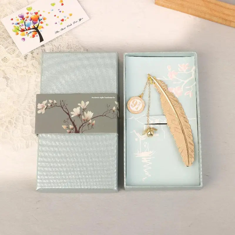 Bookmark Vintage Metal Plume Spherical Charm Golden Wings Book Lovers Qme