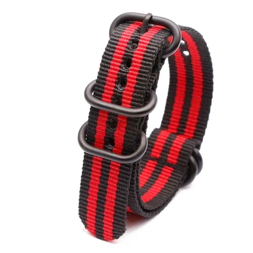 Army Nylon Watch Strap Sport Replacement Wristband Black Ring Buckle