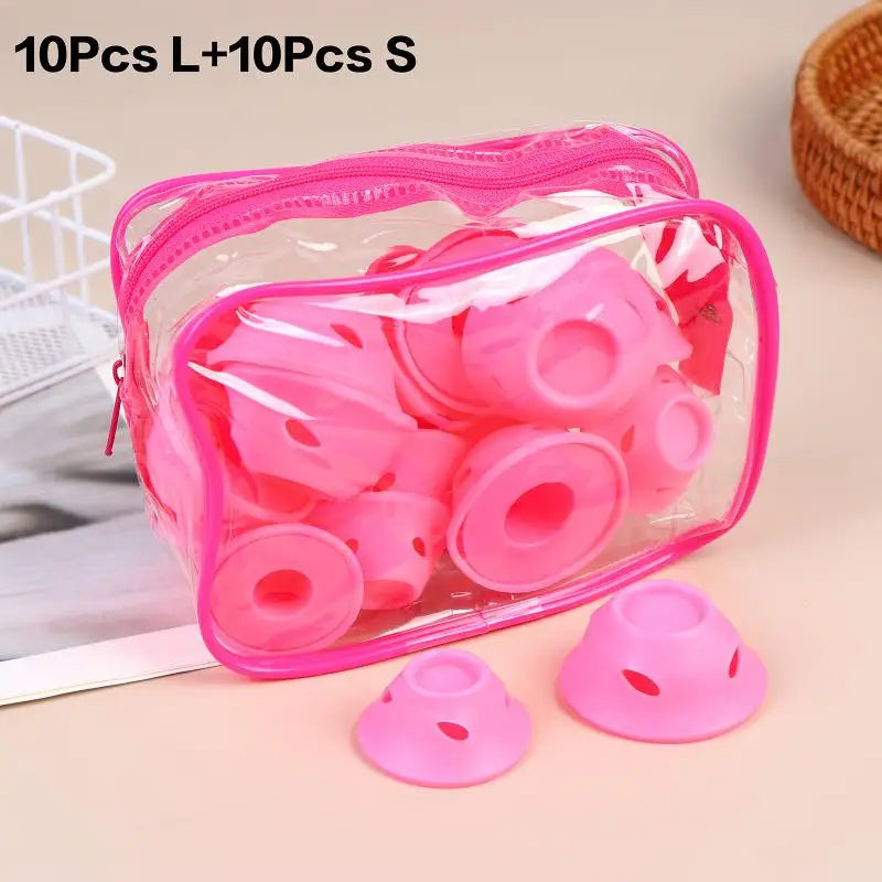 Silicone Hair Curling Rollers DIY Mushroom Bell Shapes Spiral Design Qme Pink