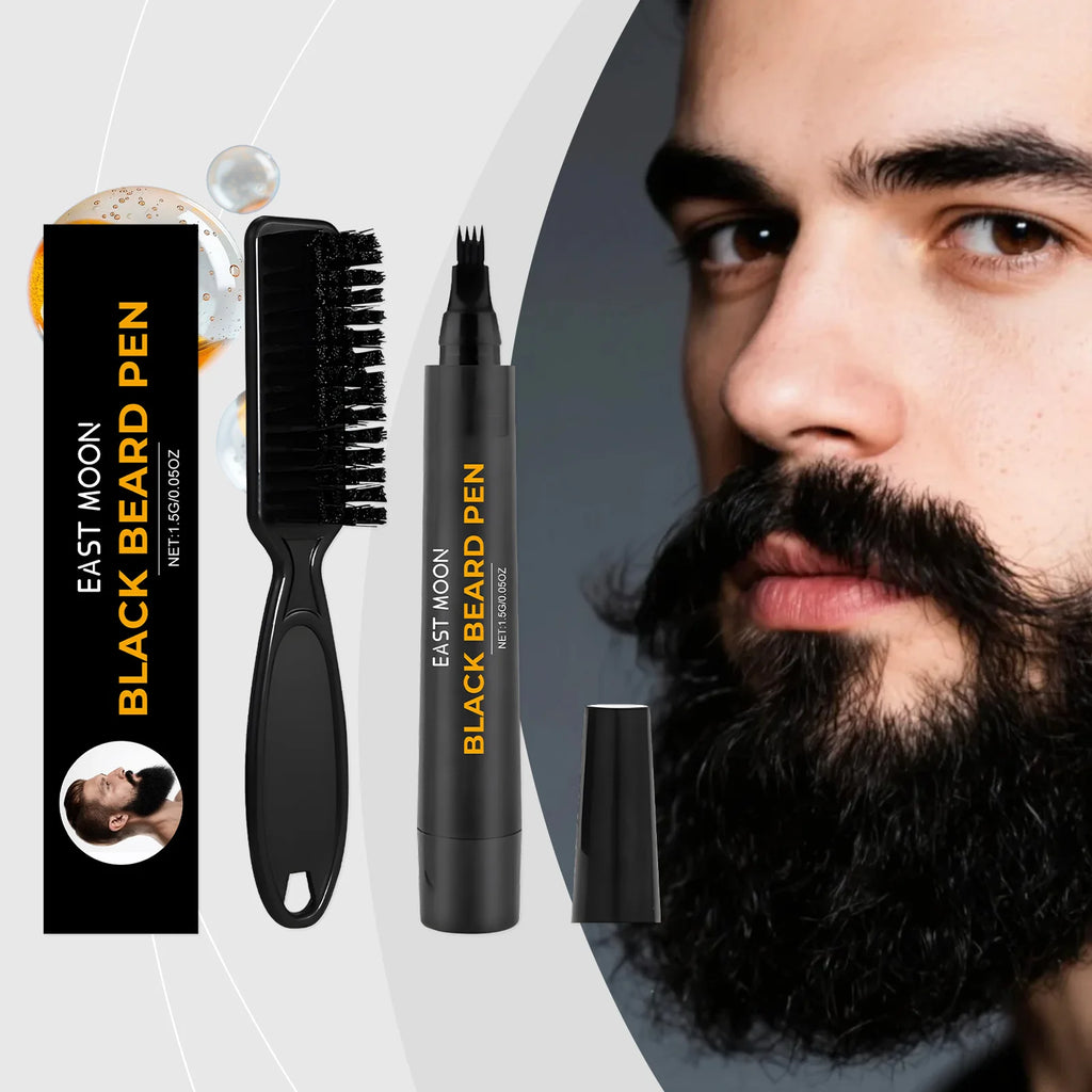 Instant Beard Filler Pen With Brush Comb Disposable Waterproof Moustache Beard Coloring Pen Filling Enhancer Hair Beard Stuffing Qme