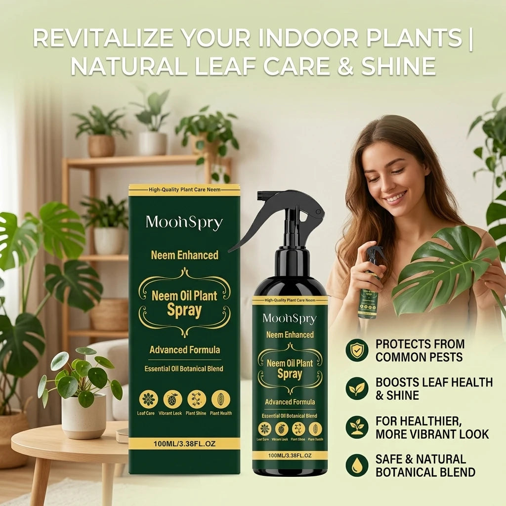 Moonspry Neem Oil Plant Spray Improve Leaf Glossiness Enhance Transparency Advanced Botanical Formula Leaves Nutrient Supplement Qme