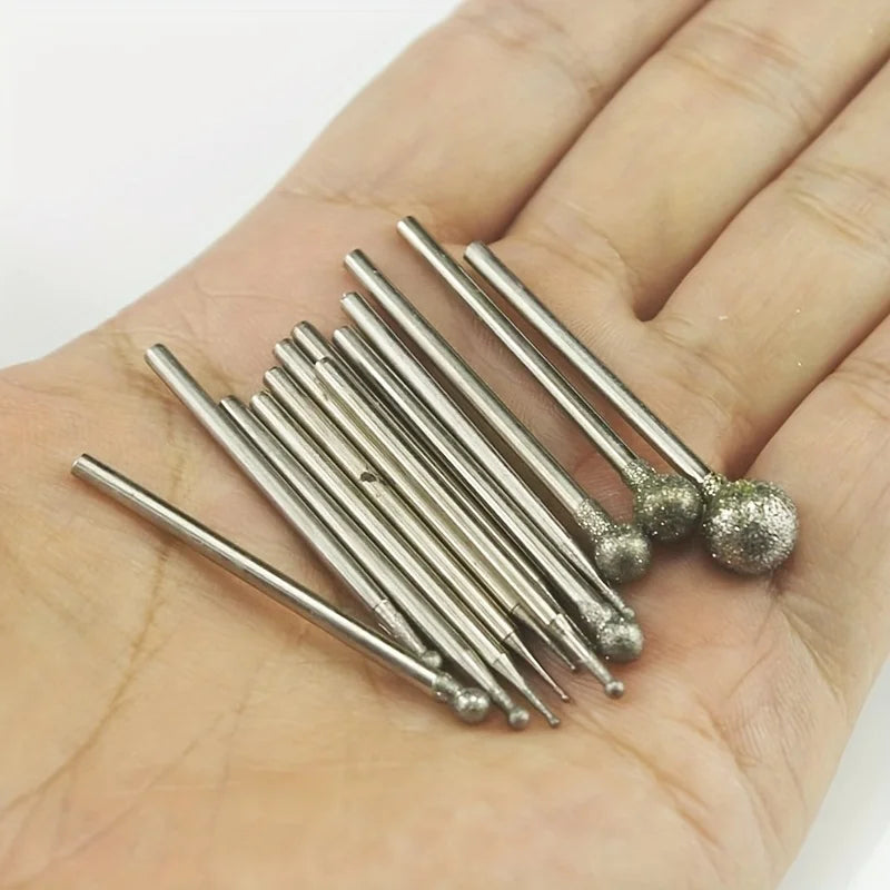 Ball Shape Diamond Burr Bits-Shank Diamond Ball Burs for Rotary Tools, Precision Grinding & Polishing on Stone, Glass, Metal Qme