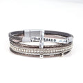 Vintage Bohemian Style Cross Multi-layer Bracelet New Punk Style Diamond Bracelet High-end Leather Bracelet for Women Qme Grey