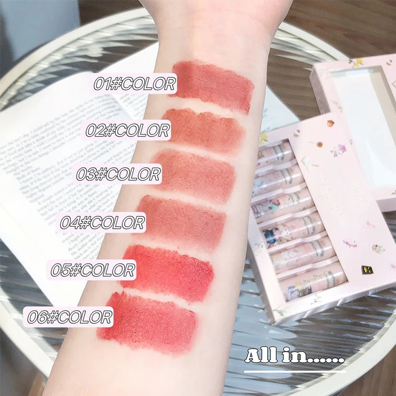 CACE Matte Liquid Lipstick Makeup Set Sexy Red Tint For Lips Long Lasting Lipgloss Waterproof Lip Mud Cosmetics Kits 6 Colors Qme