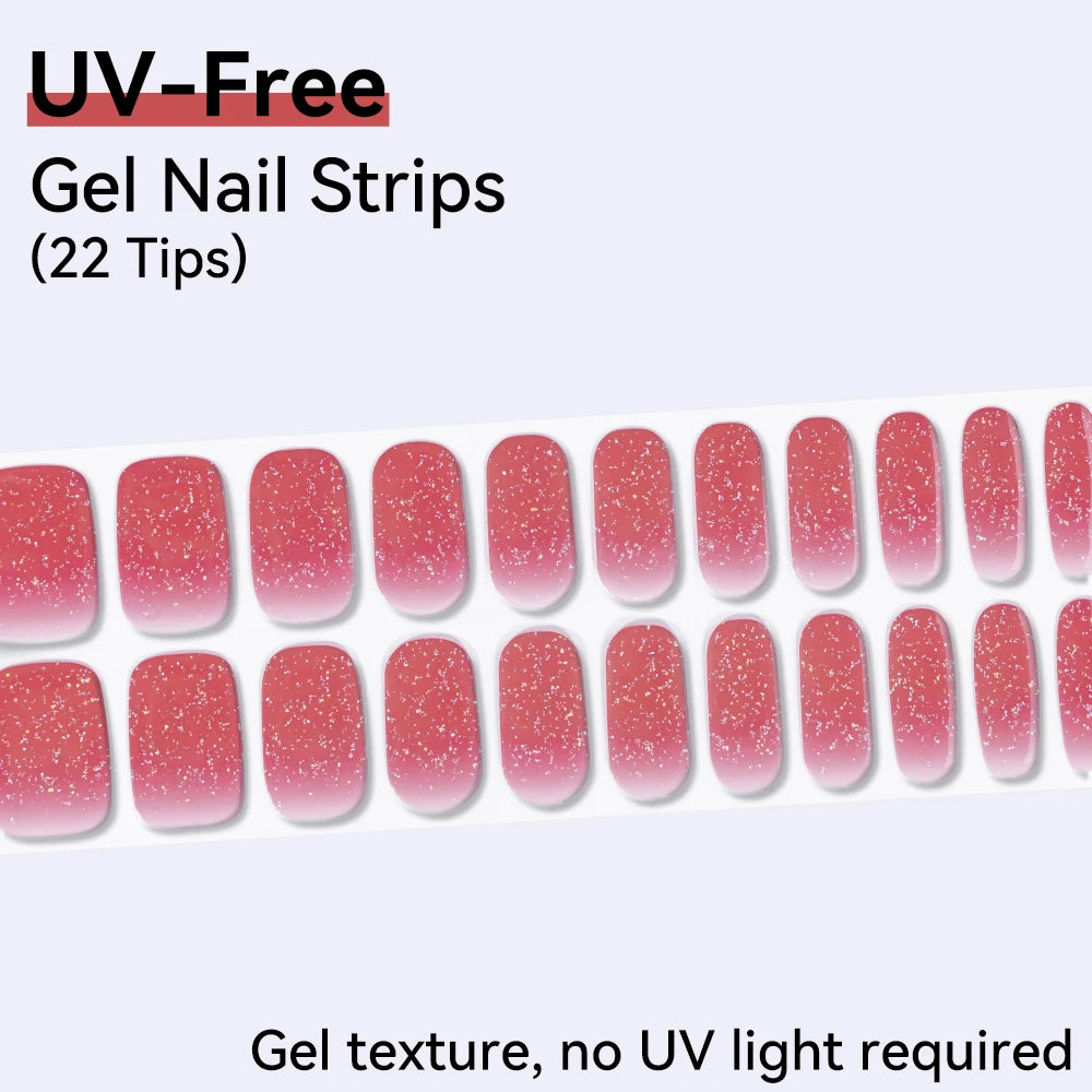 22Tips Glitter Baking-free DIY Gel Nail Sticker Sparkling Full Cover Qme BSA-0334
