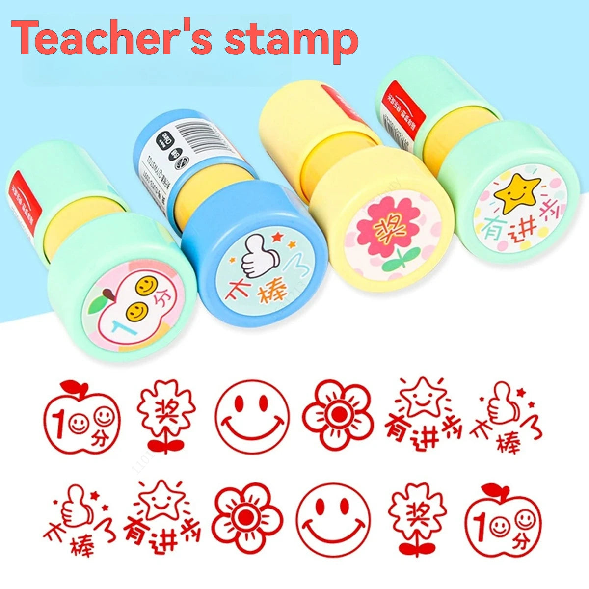 6Pcs Teacher Stamp Set,Self-Inking Motivational Classroom Stamper for Grading,Encouraging Rating Stamp,for Reward Supplies Qme