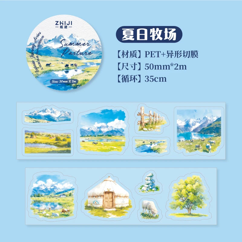 2M/Roll INS Landscaping PET Tape Washi Stickers Decorative Natural Scenery Tapes For Scrapbooking Magazine Aesthetic Stationery Qme F