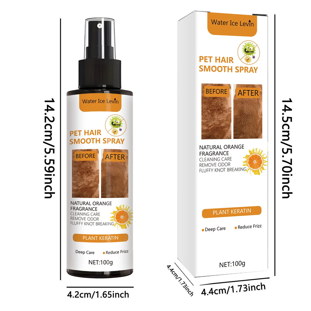 Pet Hair Smoothing Care Spray, Containing Gentle Ingredients, Deeply Moisturizes and Hydrates the Hair. Just One Spray Can Soften and Make Your Pet's Fur Smoother and Shinier. Qme