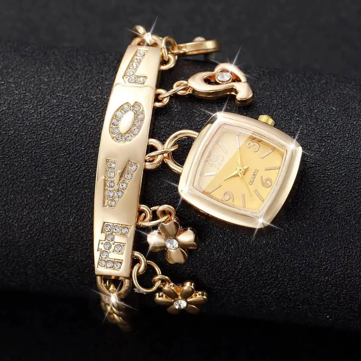 New Bracelet Watch Women's Watch Wholesale Quartz Fashion LOVE Inlaid Diamond Women's Watch Stainless Steel Fashion Watch Qme