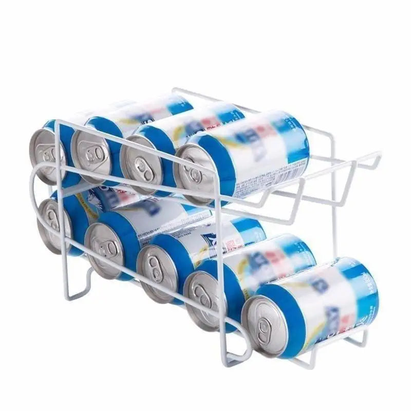 Iron Double-layer Cola Storage Rack Kitchen Soda Can Rolling Shelf Qme