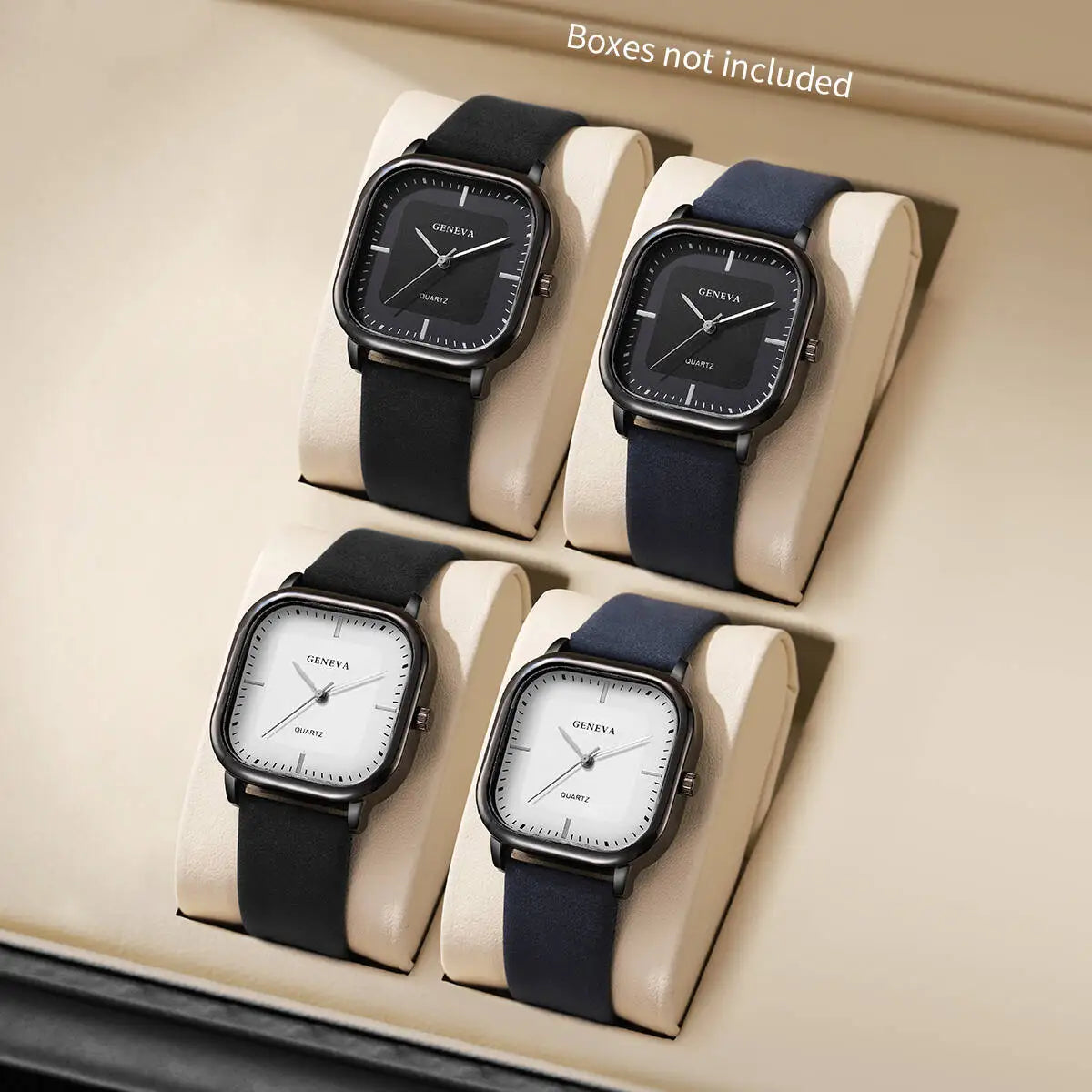Square Watch: Unisex, Fashionable Quartz Watch with Minimalist & Trendy Design, Faux Leather Accents and Alloy Material Qme