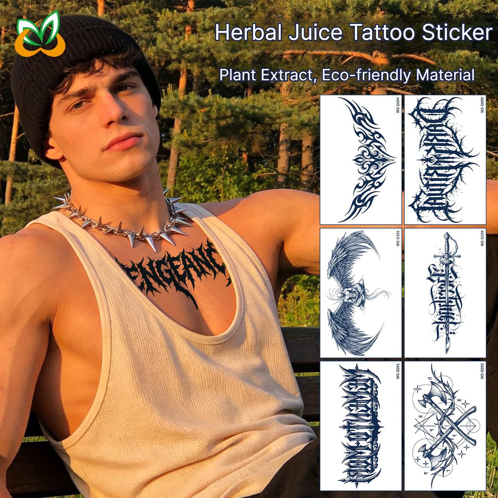 A Long Lasting Cyan Thorn Fake Tattoo Stickers 4/6/9Pcs, Non-Reflective Waterproof Temporary Decals for Belly Chest Back Waist Qme