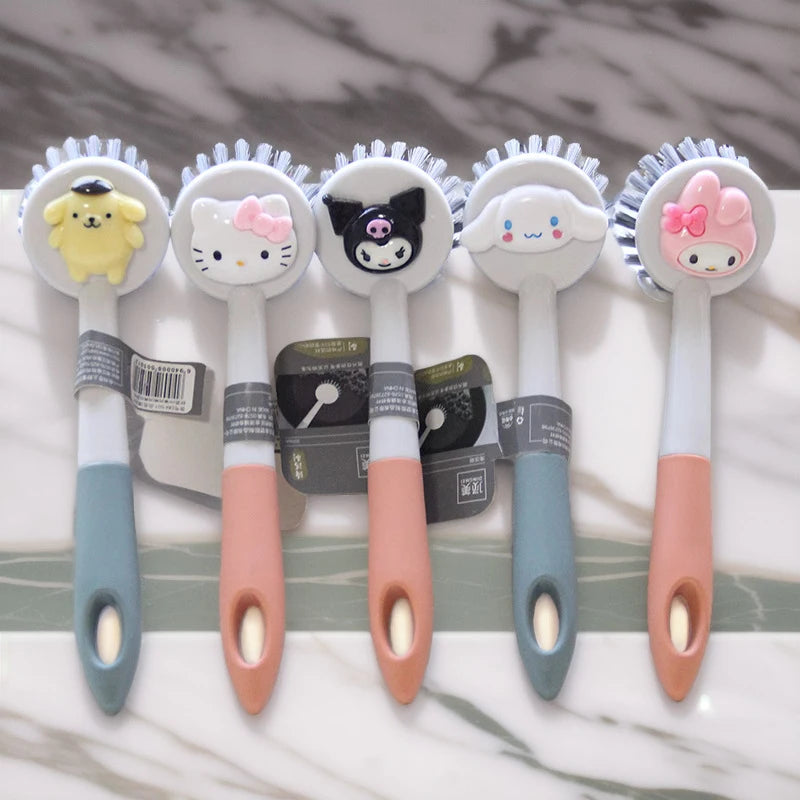 Hello Kitty Personalized Cartoon Cleaning Brush Cute Multifunctional Brush Pot and Dish Brush Qme