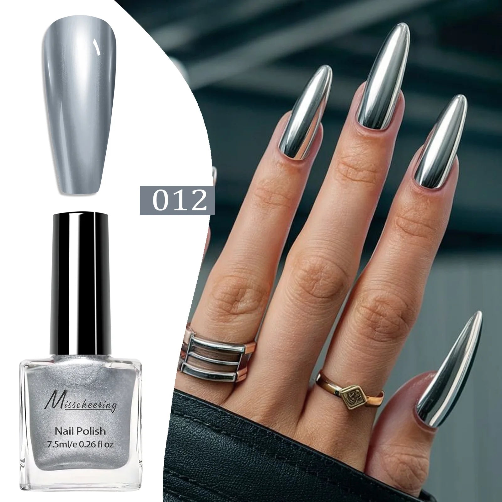 Instant Chrome Nail Polish 12 Colors - No UV Lamp Mirror Effect, Quick Dry Metallic Nail Lacquer, Long Lasting Salon Nail Polish Qme 12