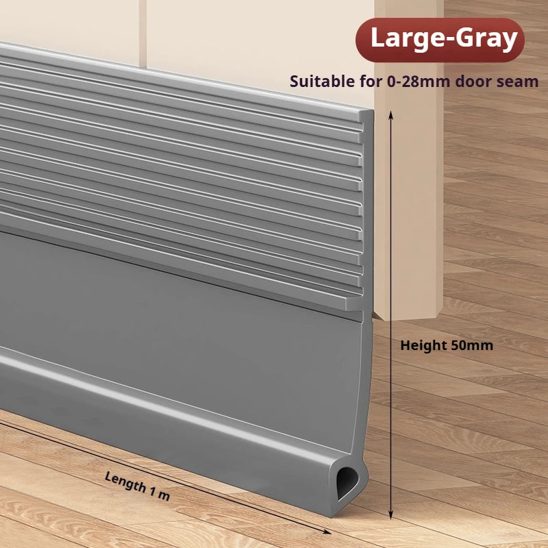 1M Self-Adhesive Windproof Door Bottom Seal Strip Double Dustproof Free-Cutting TPE 4 Colors Under Door Weatherstrip Qme L gray 1M