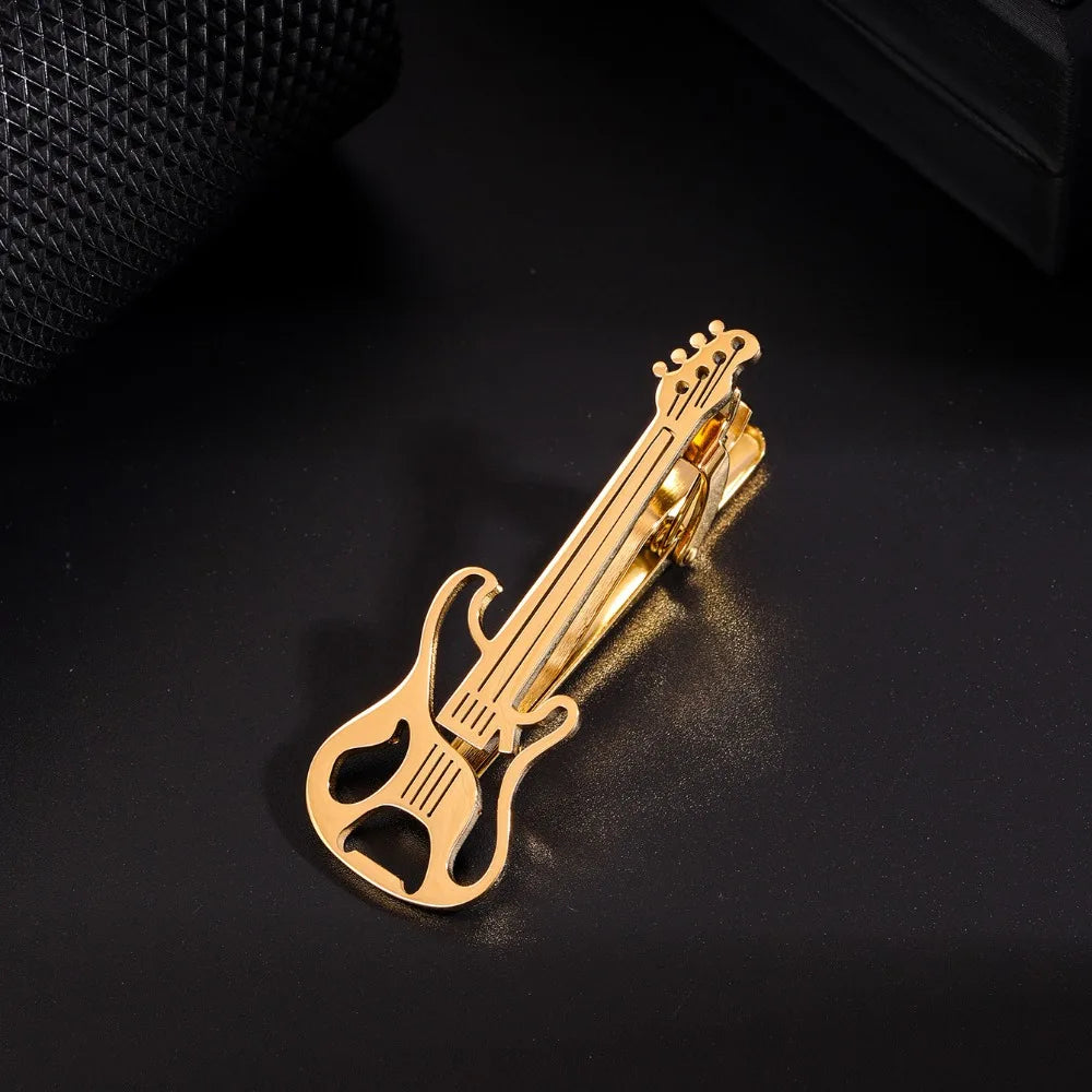 Treble Clef Guitar Tie Clip Titanium Steel Punk Music Note Pin Qme Style 9
