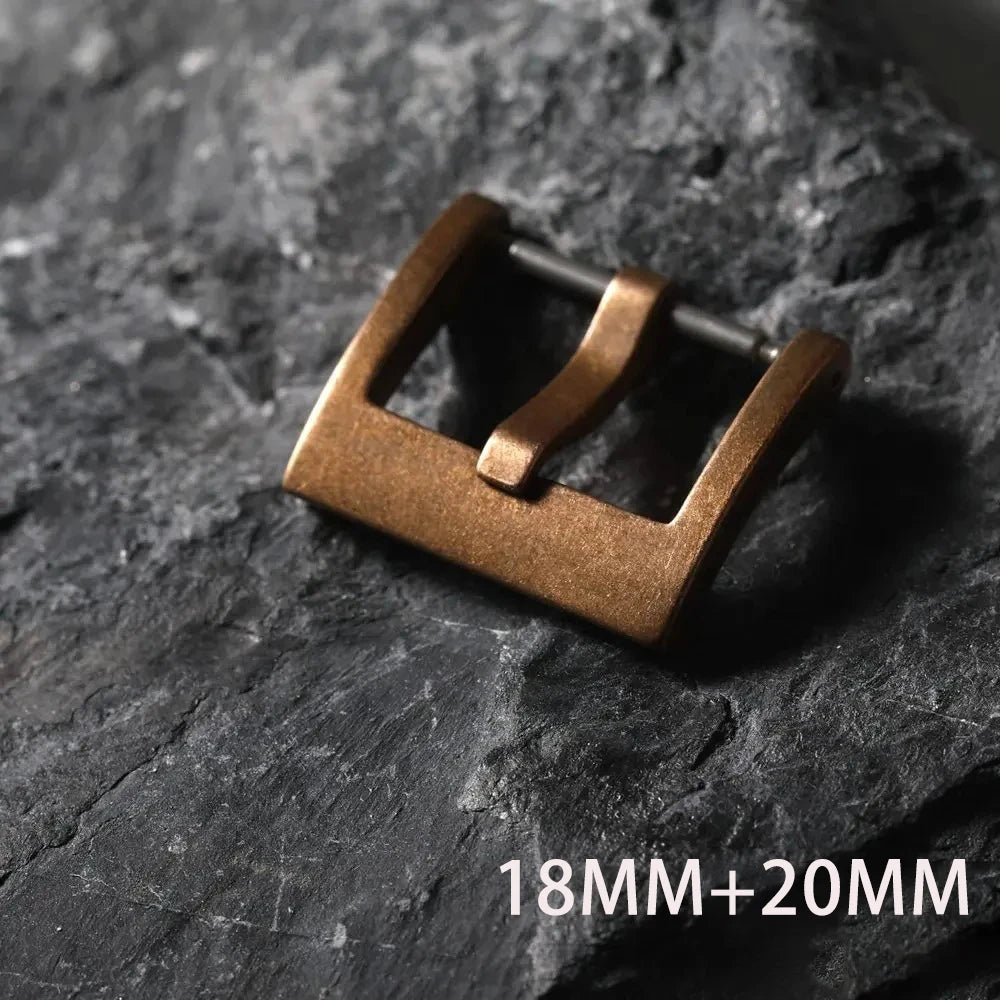 High-end Bronze Buckle 18MM 20MM Vintage Leather Rubber Strap Buckle, Pure Bronze, Vintage Style Strap Buckle Accessories Qme 18mm with 20mm