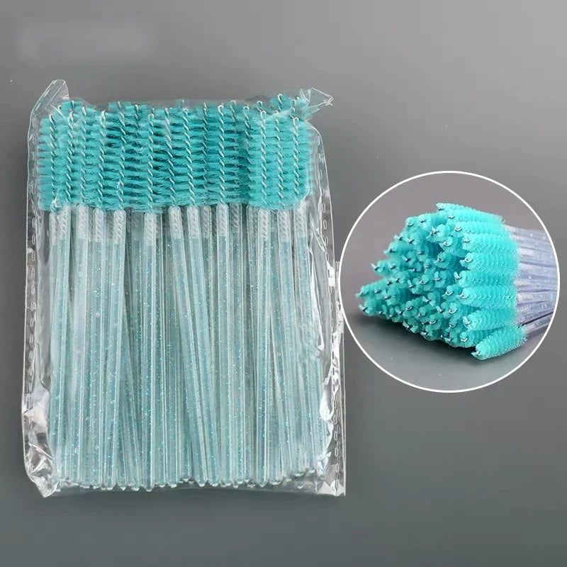 50-piece Crystal Eyelash Brushes Extension Mascara Professional Qme green