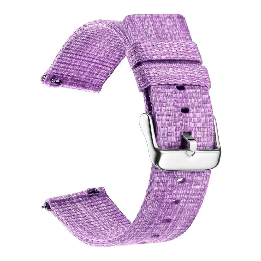 Nylon 18mm 20mm 22mm Watchband for Samsung Galaxy Watch 4 40mm 44mm Classic 42mm 46mm Gear S3 S2 Bracelet Strap For Amazfit Bip Qme Purple 24MM