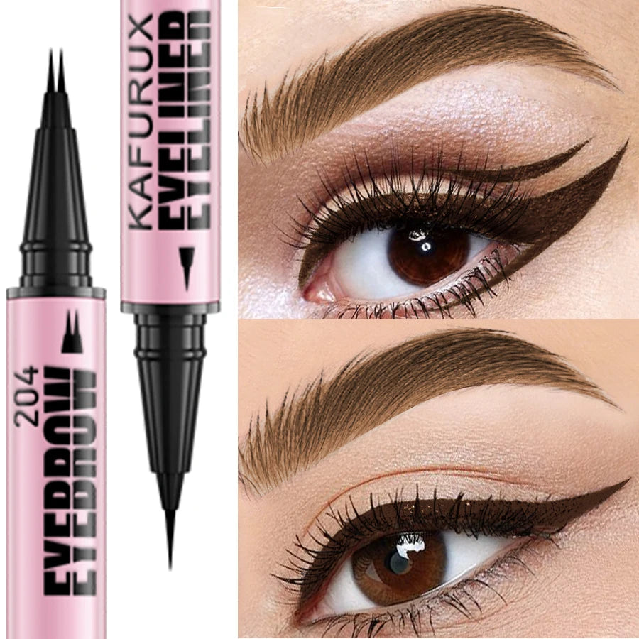 1 Waterproof 4 Colors Ultra Double-ended Eyebrow Pen Eyeliner Qme 204