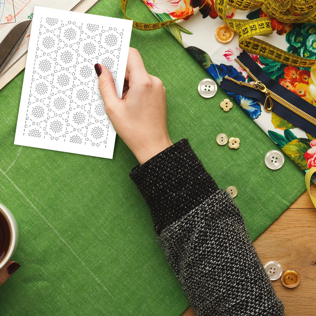 108Pcs Sashiko Embroidery Pattern Set Stabilizers Water Soluble Embroidery Transfer Stencils Stabilizers Embroidery Paper Stick. Qme
