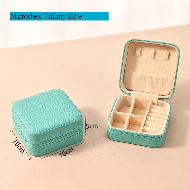 1pcs Single Layer Square Storage Box Ladies Travel Leather Jewelry Box Classic Various Colors Storage Box Qme Blue
