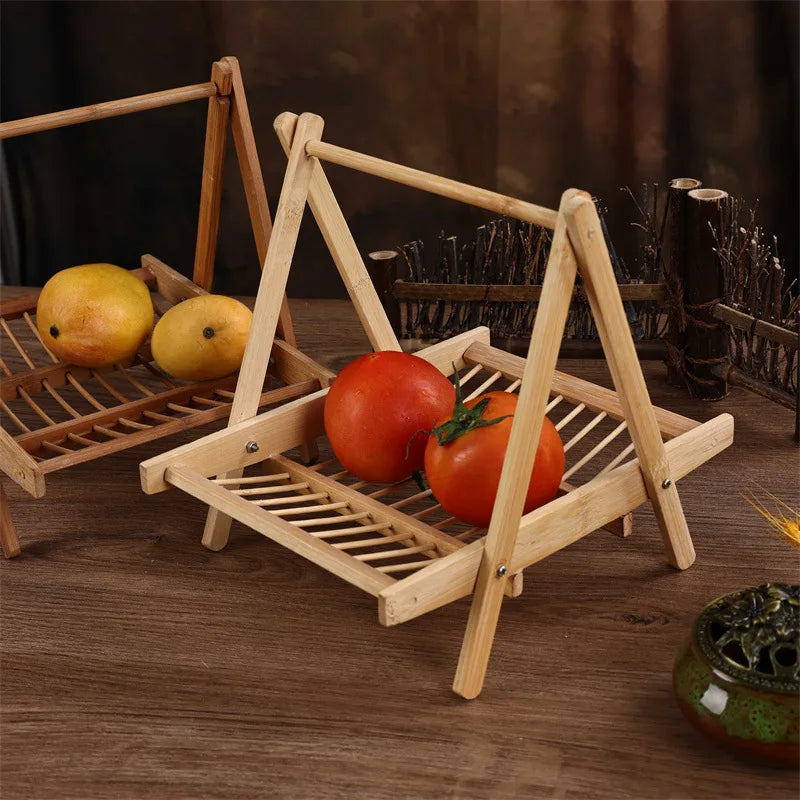 Bamboo Serving Tray Handle Pot Platter Duck Intestines Noodle Qme