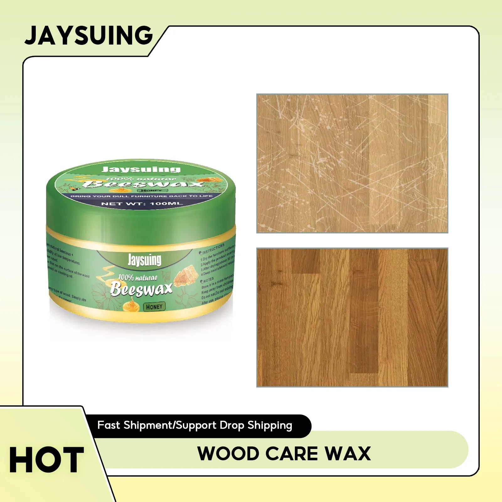 Furniture Polishing Beeswax Wooden Floor Cleaning Maintenance Scratch Removal Waterproof Brighten Care Wax Wood Seasoning Beewax Qme