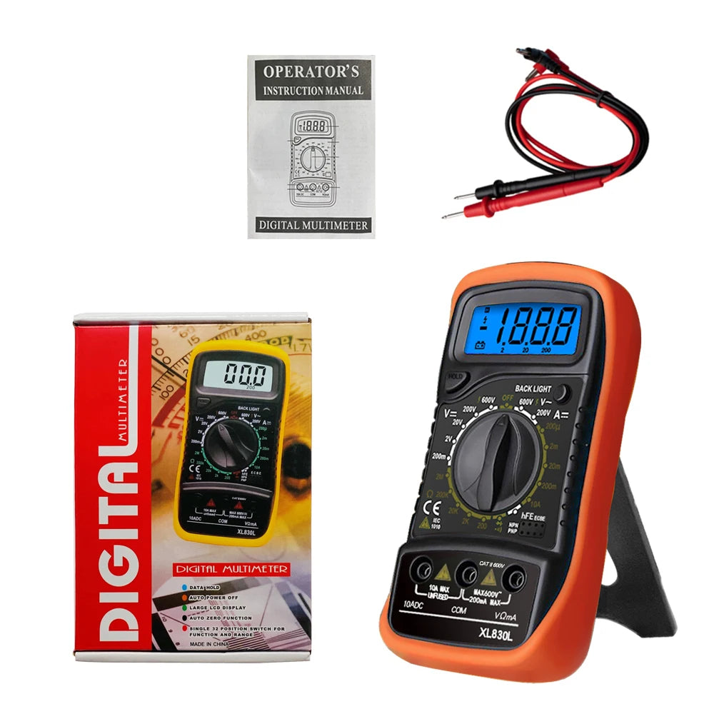 XL830L Handheld Digital Multimeter LCD Backlight Portable AC DC Qme
