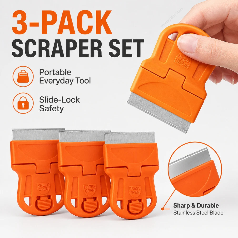 1/3/5Pcs Handheld Scraping Tool Eliminate Old Adhesive Stickers Paint Residues When Removing Car Window Glass Films Qme