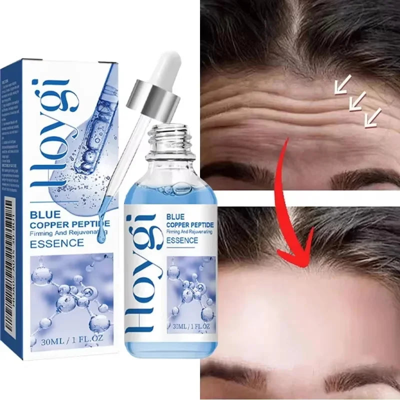 Blue Copper Peptide Wrinkle Remover Serum Instant Firming Lifting Anti-Aging Fade Fine Lines Whitening Korean Skin Care Products Qme 1pc
