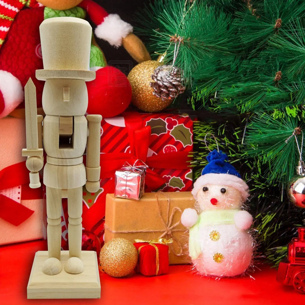 1PC Christmas Nutcracker Figurines Wooden Tabletop Ornament Wood Christmas Decorations Nutcracker Ornaments For DIY Living Room Qme