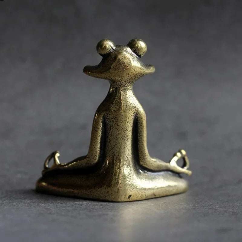 Retro Copperware Incense Socket Zen Frog Ornaments Solid Pure Copper Frog Tea Pet Incense Holder Ornaments Qme