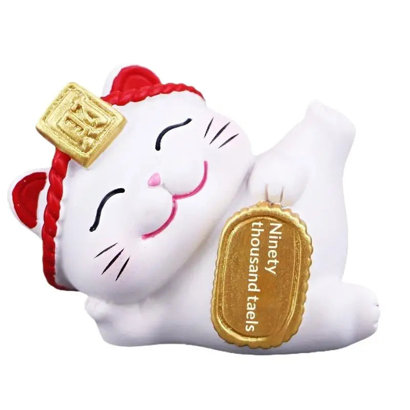 1/2/4Pcs Wealth Fortune Sculpture Lucky Cute Cat Figurine Gaming Office Table Desk Car Ornaments Chinese New Year Decor Gifts Qme
