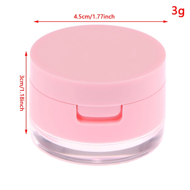 Portable Plastic Powder Box Sieve Mirror Loose Cosmetic Sifter Travel Qme 3g