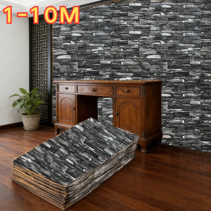 Self Adhesive Retro Brick Wallpaper 70cmx1m Waterproof Anti-stain Wall Sticker Living Bedroom Apartment Indoor Wall Art Decor Qme