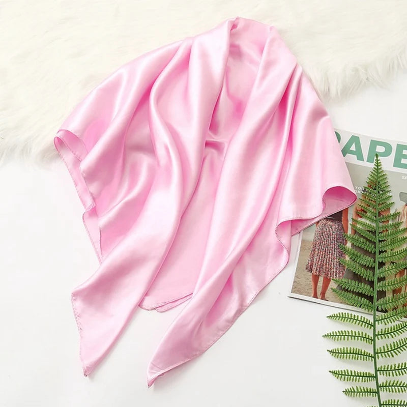 90 Big Headwraps Solid Colors Neckerchief Hijab Women Satin Headband Qme A7