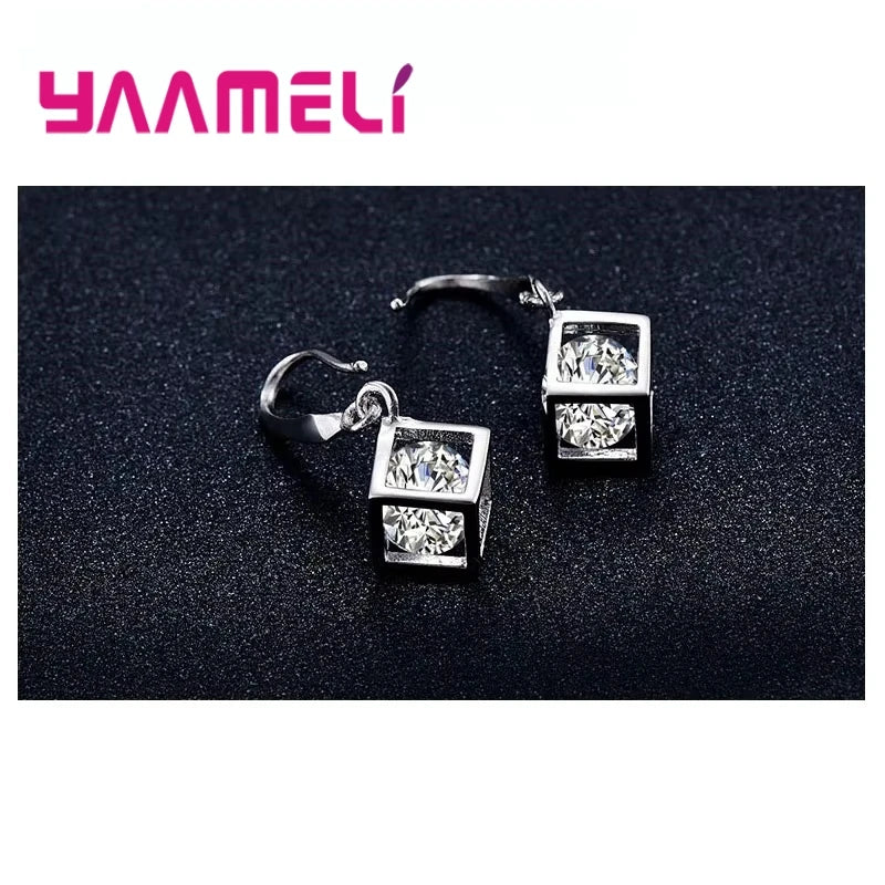 925 Sterling Silver Color Necklaces Earrings Jewelry Sets Hot Sale Cubic Zircon Women Girls Engagement Anniversary Accessory Qme