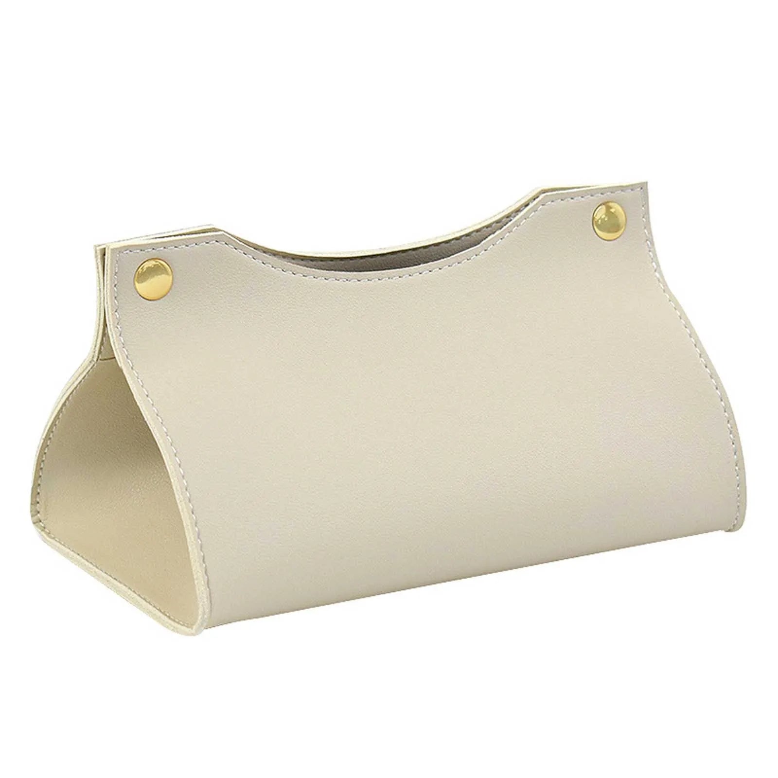PU Leather Tissue Case Napkin Holder Storage Container Car Tissue Box Solid Color Home Living Room Decoration Qme Beige